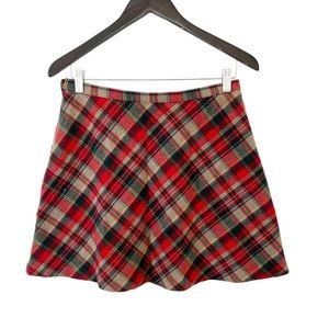 Club Monoco Red Tartan Plaid Wool Blend Mini Skirt